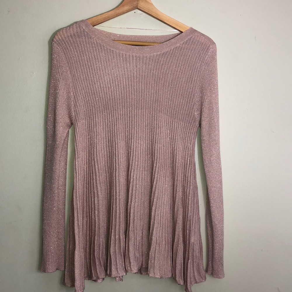 Cable & Gauge Lightweight Shimmer Swing Sweater